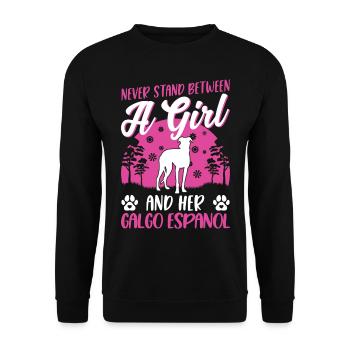 Galgo Espanol Girl Spanish Greyhound Galgo - Unisex Sweatshirt - black - Front - Alina (178cm) & Michal (187cm)