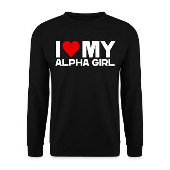 J’aime ma petite amie alpha Amour de la Saint-Valentin - Sweat-shirt Unisexe - noir - Devant - Alina (178cm) & Michal (187cm)