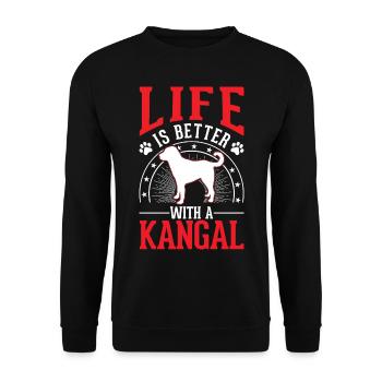 La vie est meilleure avec un Kangal - Sweat-shirt Unisexe - noir - Devant - Alina (178cm) & Michal (187cm)