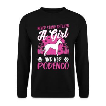 Podenco Girl Lévrier espagnol Ibizan Hound - Sweat-shirt Unisexe - noir - Devant - Alina (178cm) & Michal (187cm)