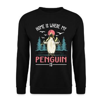 Home is where my penguin is - Unisex Sweatshirt - black - Front - Alina (178cm) & Michal (187cm)