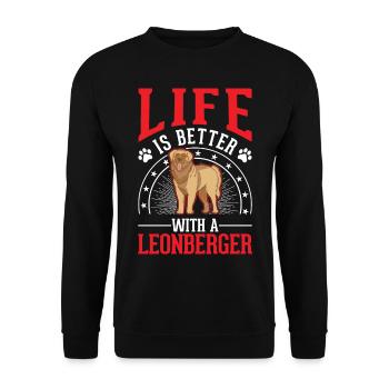 Life is better with a Leonberger - Unisex Sweatshirt - black - Front - Alina (178cm) & Michal (187cm)
