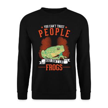 Frosch Geschenk Laubfrosch - Unisex Pullover - Schwarz - Vorne - Alina (178cm) & Michal (187cm)