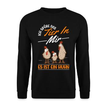Je sens l’animal en moi C’est un poulet - Sweat-shirt Unisexe - noir - Devant - Alina (178cm) & Michal (187cm)