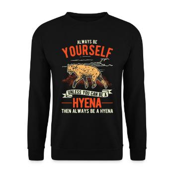 Always be yourself Hyena Erdwolf Hyäne - Unisex Pullover - Schwarz - Vorne - Alina (178cm) & Michal (187cm)