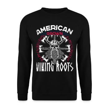 Proud American Viking Nordic Roots - Unisex Sweatshirt - black - Front - Alina (178cm) & Michal (187cm)