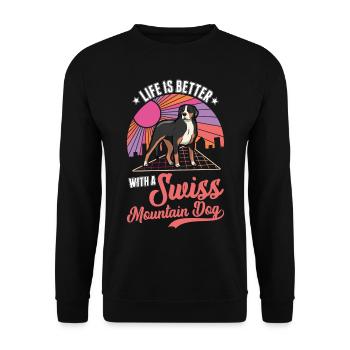 Life is better with a Mountain Dog - Unisex Sweatshirt - black - Front - Alina (178cm) & Michal (187cm)