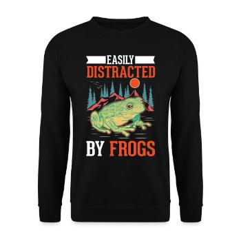 Easily distracted by Frogs Frosch - Unisex Sweatshirt - black - Front - Alina (178cm) & Michal (187cm)