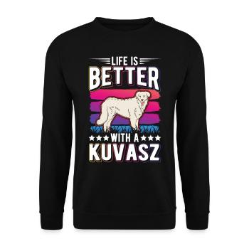 Se régaler est meilleur avec Kuvasz - Sweat-shirt Unisexe - noir - Devant - Alina (178cm) & Michal (187cm)