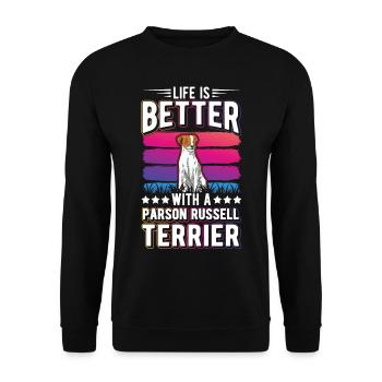 Life is better with Parson Russell Terrier - Unisex Sweatshirt - black - Front - Alina (178cm) & Michal (187cm)