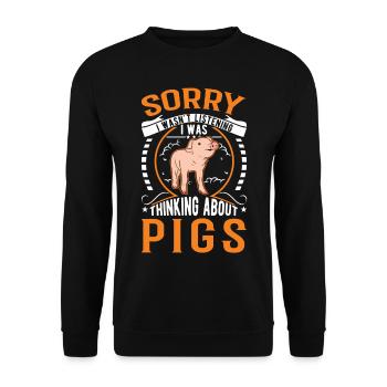 Éleveur de porcs Fermier Piggy - Sweat-shirt Unisexe - noir - Devant - Alina (178cm) & Michal (187cm)