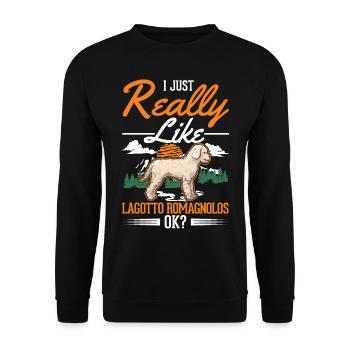 Ich mag einfach Lagotto Romagnolo - Unisex Pullover - Schwarz - Vorne - Alina (178cm) & Michal (187cm)