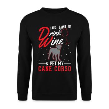 Cane Corso et vin - Sweat-shirt Unisexe - noir - Devant - Alina (178cm) & Michal (187cm)