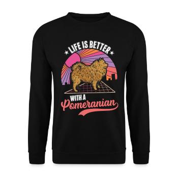Das Leben ist besser mit einem Zwergspitz - Unisex Pullover - Schwarz - Vorne - Alina (178cm) & Michal (187cm)