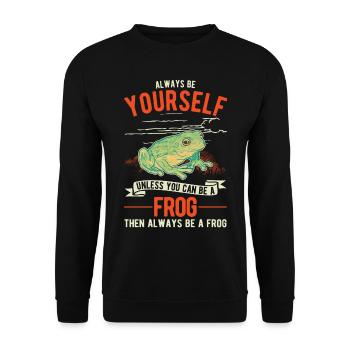 Always be yourself Frog Frosch - Unisex Sweatshirt - black - Front - Alina (178cm) & Michal (187cm)