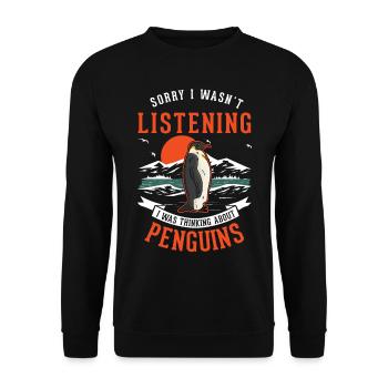 Pinguin Penguin Kaiserpinguin Gelbaugenpinguin - Unisex Pullover - Schwarz - Vorne - Alina (178cm) & Michal (187cm)