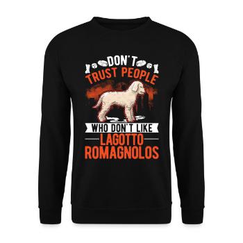 Lagotto Romagnolo Wasserhund - Unisex Pullover - Schwarz - Vorne - Alina (178cm) & Michal (187cm)