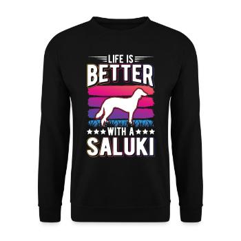 Life is better with Salukis - Unisex Sweatshirt - black - Front - Alina (178cm) & Michal (187cm)