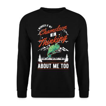 Cadeau caméléon Caméléon - Sweat-shirt Unisexe - noir - Devant - Alina (178cm) & Michal (187cm)