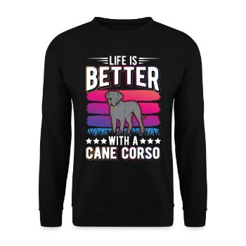 Life is better with Cane Corsos - Unisex Sweatshirt - black - Front - Alina (178cm) & Michal (187cm)