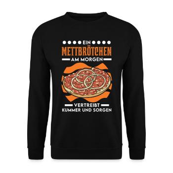 Mettbrötchen in the morning Mett Hackepeter - Unisex Sweatshirt - black - Front - Alina (178cm) & Michal (187cm)