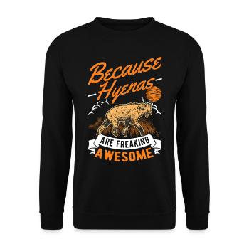 Hyäne Geschenk Erdwolf Hyena - Unisex Pullover - Schwarz - Vorne - Alina (178cm) & Michal (187cm)