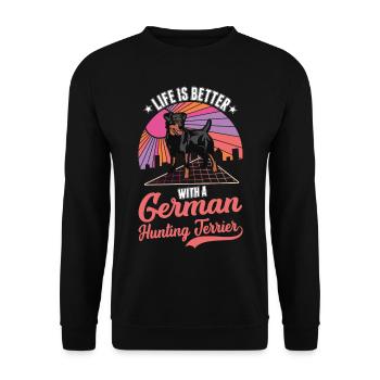 La vie est meilleure avec le terrier de chasse allemand - Sweat-shirt Unisexe - noir - Devant - Alina (178cm) & Michal (187cm)
