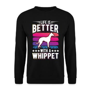 La vie est meilleure avec un whippet - Sweat-shirt Unisexe - noir - Devant - Alina (178cm) & Michal (187cm)