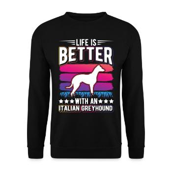 Cadeau lévrier italien - Sweat-shirt Unisexe - noir - Devant - Alina (178cm) & Michal (187cm)