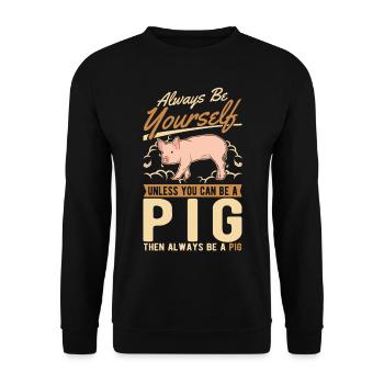 Schweine Geschenk Landwirt Schweinchen - Unisex Pullover - Schwarz - Vorne - Alina (178cm) & Michal (187cm)