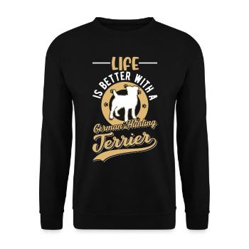 La vie est meilleure avec le terrier de chasse allemand - Sweat-shirt Unisexe - noir - Devant - Alina (178cm) & Michal (187cm)