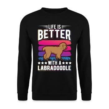 Life is better with a Labradoodle - Unisex Sweatshirt - black - Front - Alina (178cm) & Michal (187cm)