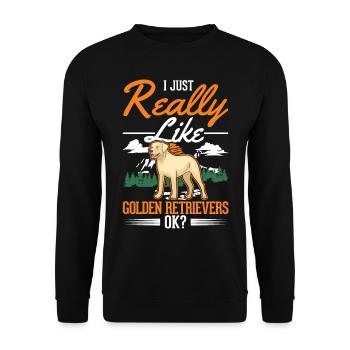 Ich mag einfach Golden Retriever - Unisex Pullover - Schwarz - Vorne - Alina (178cm) & Michal (187cm)