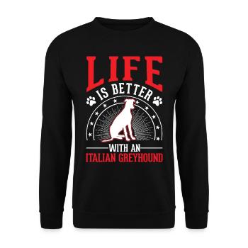 Cadeau lévrier italien - Sweat-shirt Unisexe - noir - Devant - Alina (178cm) & Michal (187cm)