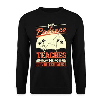 My Podenco teaches me how to enjoy life - Unisex Pullover - Schwarz - Vorne - Alina (178cm) & Michal (187cm)