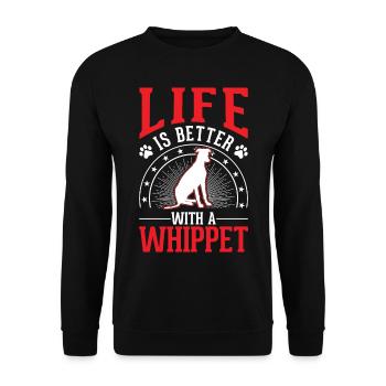 La vie est meilleure avec un whippet - Sweat-shirt Unisexe - noir - Devant - Alina (178cm) & Michal (187cm)