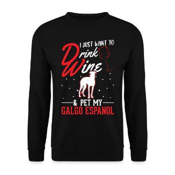Galgo Espanol and Wine - Unisex Sweatshirt - black - Front - Alina (178cm) & Michal (187cm)