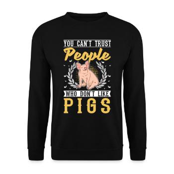 Cadeau de cochons fermier Piggy - Sweat-shirt Unisexe - noir - Devant - Alina (178cm) & Michal (187cm)