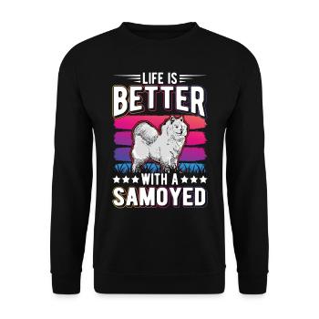 Life is better with a Samoyedne - Unisex Sweatshirt - black - Front - Alina (178cm) & Michal (187cm)