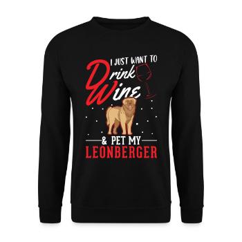 Leonberger and wine - Unisex Sweatshirt - black - Front - Alina (178cm) & Michal (187cm)