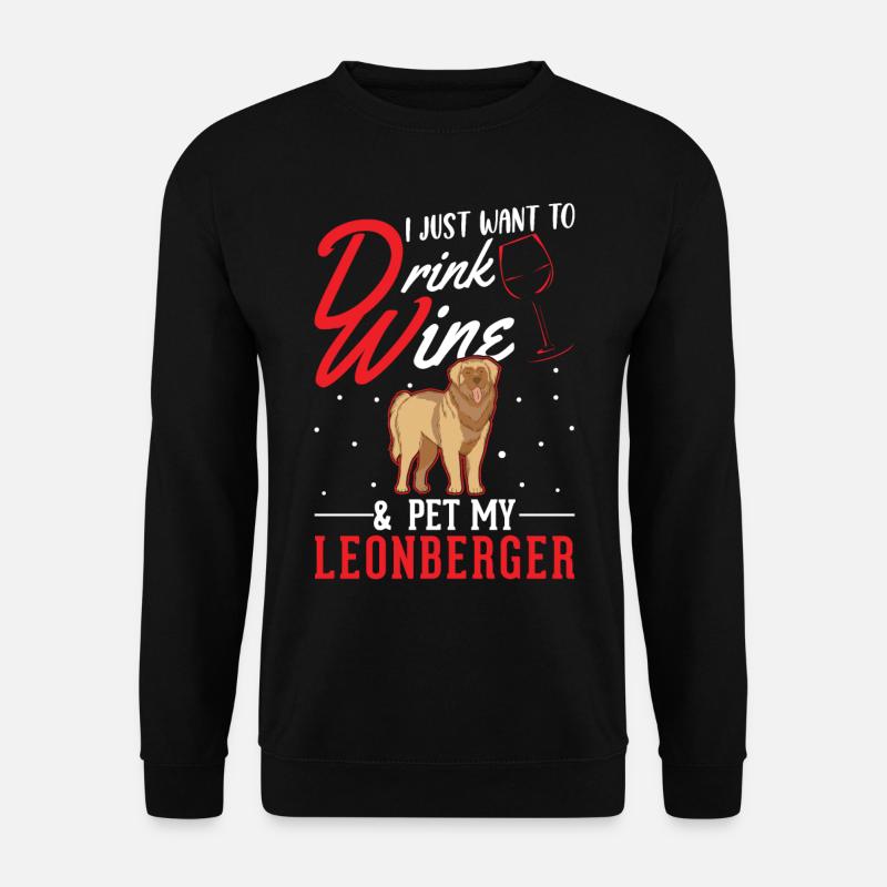 Leonberger and wine - Unisex Sweatshirt - black