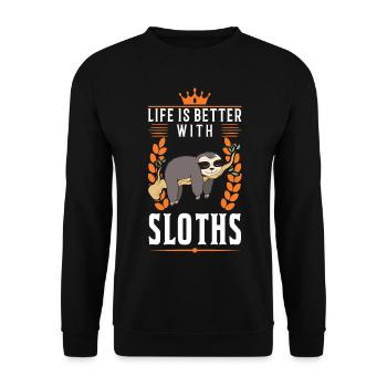 La vie est meilleure avec les paresseux - Sweat-shirt Unisexe - noir - Devant - Alina (178cm) & Michal (187cm)