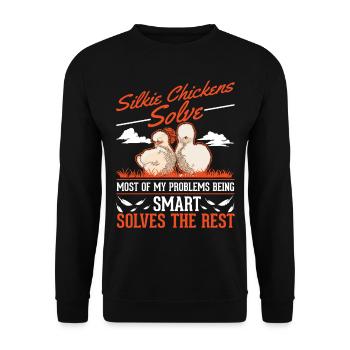Silk Chicken Gift Silkie Chicken Silkie Chicken - Unisex Sweatshirt - black - Front - Alina (178cm) & Michal (187cm)