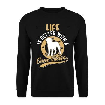 La vie est meilleure avec Cane Corsos - Sweat-shirt Unisexe - noir - Devant - Alina (178cm) & Michal (187cm)
