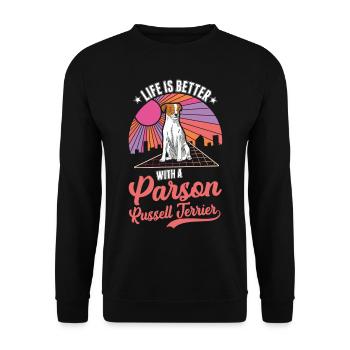 Life is better with Parson Russell Terrier - Unisex Sweatshirt - black - Front - Alina (178cm) & Michal (187cm)