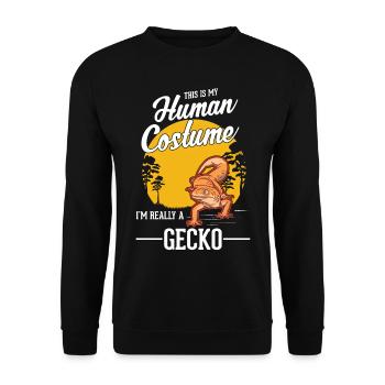 Gecko Kostüm Leopardgecko - Unisex Pullover - Schwarz - Vorne - Alina (178cm) & Michal (187cm)