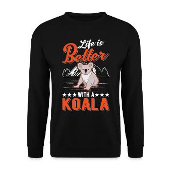 Life is better with a Koala Koala Bear - Unisex Sweatshirt - black - Front - Alina (178cm) & Michal (187cm)