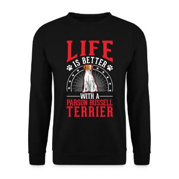 Life is better with Parson Russell Terrier - Unisex Sweatshirt - black - Front - Alina (178cm) & Michal (187cm)