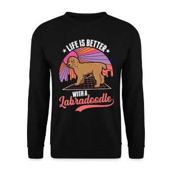Life is better with a Labradoodle - Unisex Sweatshirt - black - Front - Alina (178cm) & Michal (187cm)