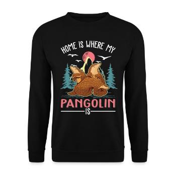 Zuhause ist wo mein Pangolin ist - Unisex Pullover - Schwarz - Vorne - Alina (178cm) & Michal (187cm)